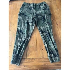 Almost Famous Camouflage Cargo Jogger Pants XL‎ Green Black Cotton Spandex